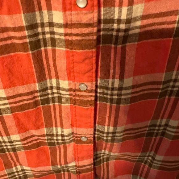 Women’s Levi’s Western Wear Orange/ Brown Top with Pearl Buttons SIZE XL SOFT - Picture 6 of 14